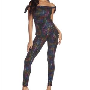 Subtle rainbow glitter jumpsuit